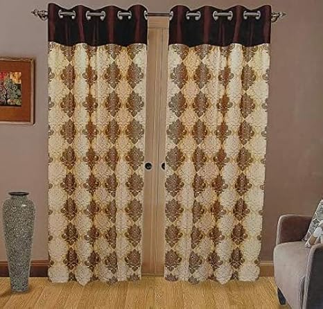 Buy Ai Multicolor Designer Curtains Pack Of 1 40 Brown Design