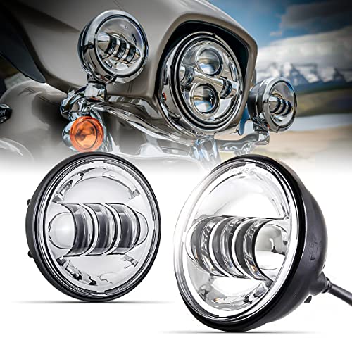 VOSICKY(ボスキー) ハーレーダビッドソン オートバイク 汎用 改装 用 LED フォグランプ 補助ライト 4.5インチ DC 12V/24V 30W 高輝度 IP67高防水 低消耗 ２個セット （ シルバー ）