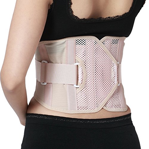 Back Brace for Women - ULTRA LIGHT & Breathable Fabric for Exercise - Adjustable Compression - Lower Back Belt Pain Relief - NEOtech Care (TM) Brand - Beige Color - Size S