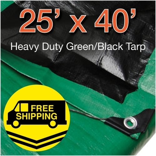 Super Heavy Duty Green/ Black Poly Tarp 25' x 40'