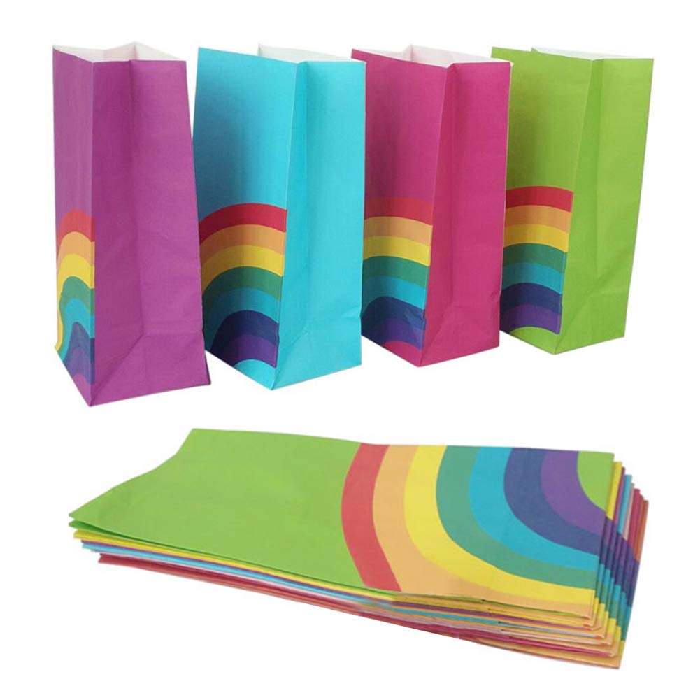 LovesTown 48Pcs Rainbow Paper Gift Bags,8 colour Rainbow Party Bag Rainbow Gift Bag Birthday Gifts and Party Favors Multi-use for Girls Boys Kids Party Supplies