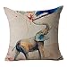 YANGYULU Throw Pillow Cover Cute Elephant Cotton Linen Home Decor Pillow Case Sofa Cushion Cover 18