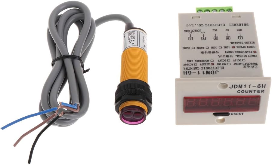 Adjustable NPN Photoelectric Sensor Switch 6-Digit LED Display 1-999999 Counter