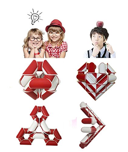 Novelty Magic Snake Puzzle Cube Toys Fidget Brain Teaser Puzzles Grow Toy for Anxiety Twisty Ruler Gift Red 24
