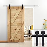 WINSOON 8.2FT Heavy Duty Black Single Sliding Barn Wood Door Hardware Steel Track Kit for Indoor and Outdoors