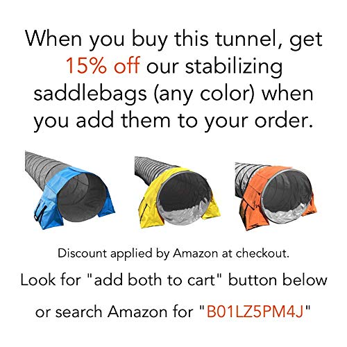 Rise8 Studios Dog Agility Tunnel | Pet Training Equipment | Rip and Tear Resistant | Includes Carry Bag and Ground Stakes | Made of 420D Polyester 24" Diameter, 18' Long (Orange)