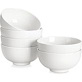 MALACASA 26 oz Porcelain Soup Bowls, White Ceramic Cereal Bowls for Kitchen 6 inch Bowls Set of 6 for Oatmeal Salad Fruit Rice Dishwasher and Microwave Safe, Series Regular