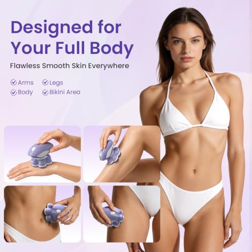 VIKICON Women's Electric Shaver 7D, USB Rechargeable Women's Shaver, Body Shaver for Legs and Body, Floating Head, Dry/Wet, LED Light, Compact for Travel, Purple