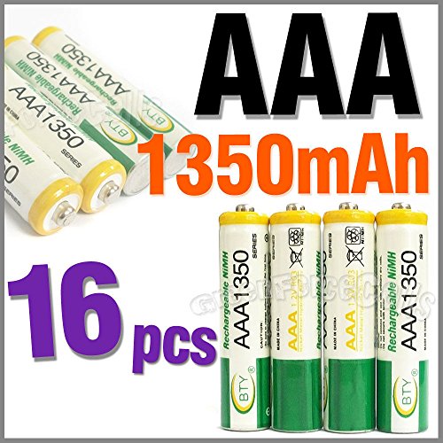 16 pcs AAA Size 3A LR03 R03 1350mAh 1.2V Ni-MH Rechargeable Battery Cell/RC BTY