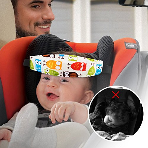 Pack of 2, Baby Kids Safety Head Support Band and Toddler Car Seat Neck Relief, Adjustable Car Seat Sleeping Head Support Strap, Offers Protection and Safety for Children (Blue Bear + Yellow Owl) - Thumbnail 4