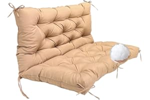 LFNOONE 60"x40"Bench Cushions Swing Cushions Replacement Seat Pad 2-3 Seater Waterproof Overstuffed Bench Cushion Thicken 5" Outdoor Loveseat Cushions with Ties for Porch Garden Furniture Patio/Khaki