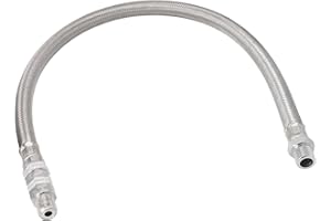 Vixen Horns Stainless Steel Air Compressor Braided Leader Hose with Check Valve 3/8" NPT Male to 3/8" NPT Male 24inch Chrome VXA7336