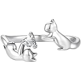 BISAER 925 Sterling Silver Ring Adjustable Cute Unique Cat Snake Butterfly Dragonfly Fashionable Ring For Women Jewelry