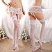 Womens Lace Garter Belt Panties & Sheer Stockings 3 Pieces Lingerie Sets (White)