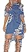 Farktop Women Sexy Short Sleeve BF Style Ripped Distressed Hole Party Clubwear Denim Dress Blue XXL