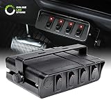 40-Amp On/Off Switch Box [20A Rocker Switches] [LED Backlit] [12AWG Input Wire] 12V SPST 4-Gang Rocker Switch Panel for Automotive