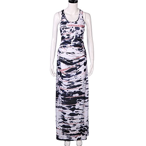 Elegant Plus Size Maxi Dress for Women,Chaofanjiancai Lady Striped Long Boho Dress Casual Sleeveless Beach Summer Sundress (XL, Multicolor04) - Thumbnail 4