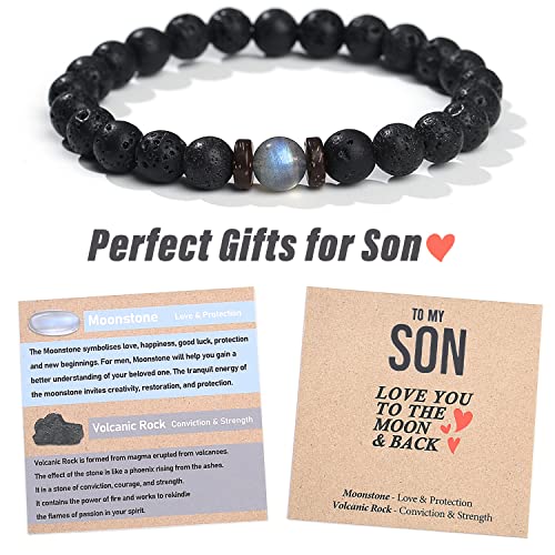 THEMEROL Christmas Gifts for Boys/Men-Love/Strength-Natural Gemstone Bracelet for Son Grandson Dad Boyfriend Husband Brother Nephew Uncle