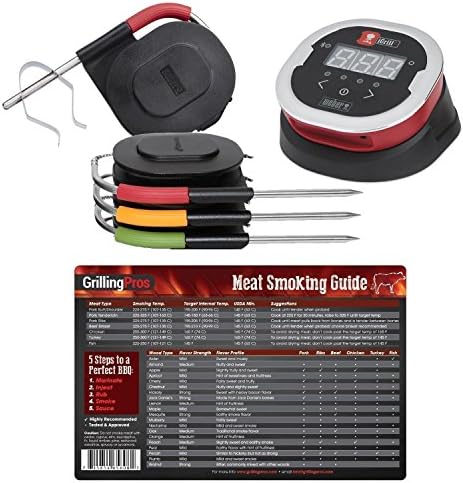 GrillingPros Weber iGrill2 Complete Master Kit with 3 Pro Meat Probes, 1 Ambient Pro Probe and Meat Smoking Guide Magnet