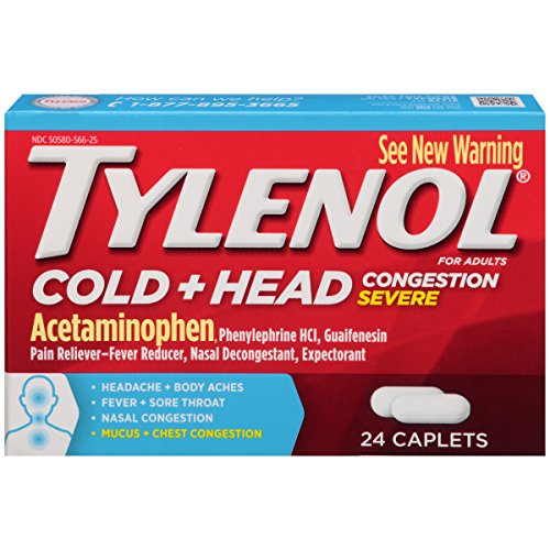 Tylenol cold congestion caplets, 24 count (pack of 48)