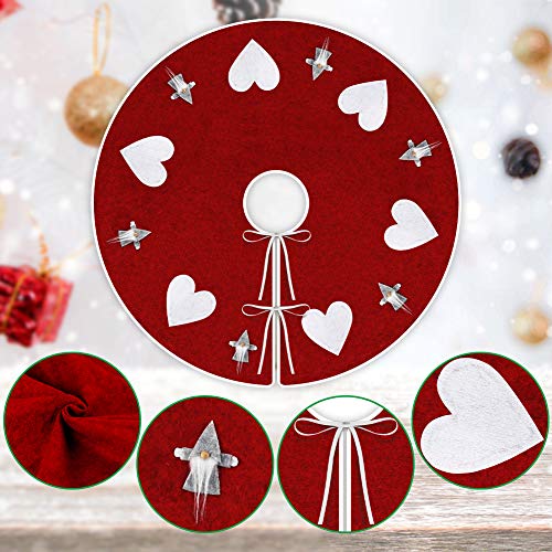 POPLAY Christmas Tree Skirt 40 inches Handmade Swedish Gnome Pattern for Holiday Decoations Xmas Tree Home Decor