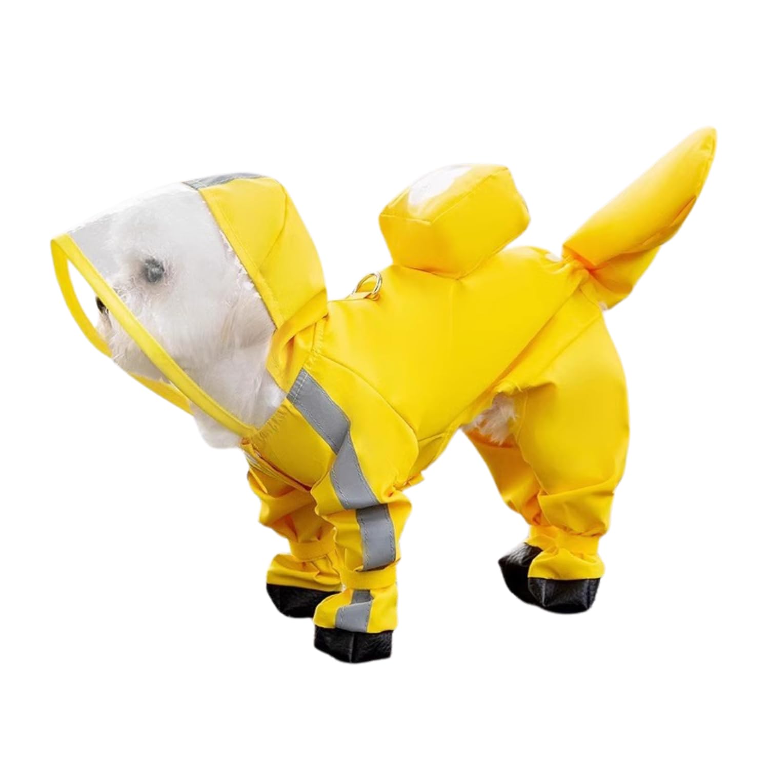 BT Bear Small Dog Raincoat with Rain Shoes Set,Full-Coverage Waterproof with Backbag,Reflective Dog Raincoat Rain Boots for Puppy Small Dogs,XS Yellow — image 1
