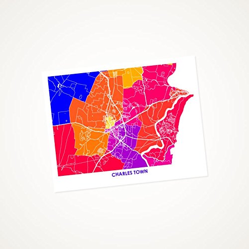 Charles Town, West Virginia Art Map Print. Choose your