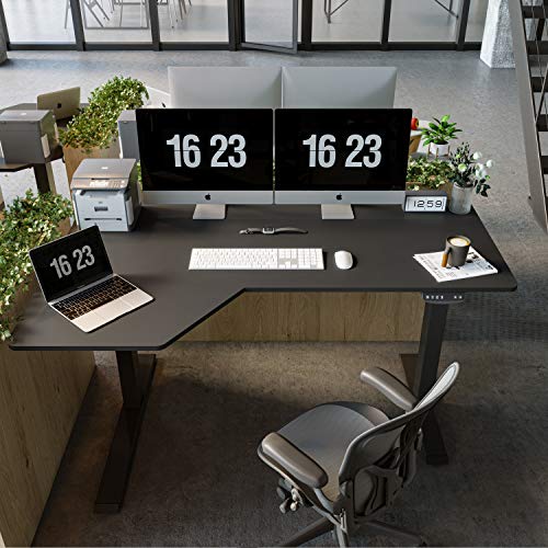 FEZIBO L-Shaped Electric Standing Desk, 55 Inch Height Adjustable Stand up Table, Sit Stand Desk with Splice Board… - Image 2