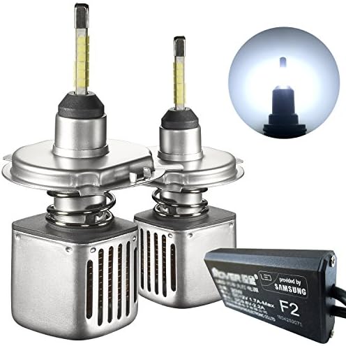 Huizen H4 (9003/HB2 Hi/Lo Beam) LED Headlight Bulbs Conversion Kit (Motorcycle) - 4 Sides 12-CSP LED Filament Provided by Samsung - 8000lms 6500K Cool White Dual High/Low Beam Replacement (2 Pack)