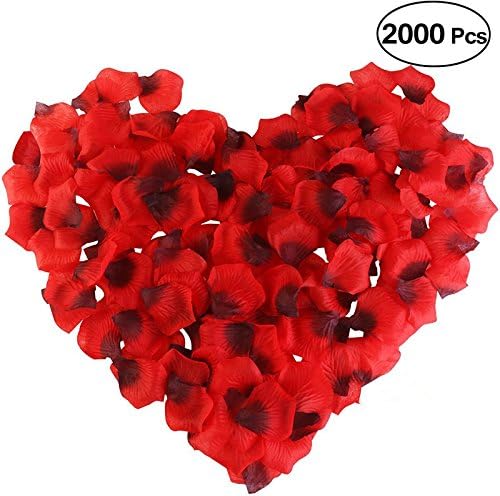 Rose Petals, JustM 2000 pcs Artificial Silk Rose Petals Carpet Flowers Bulk for Wedding Favor Party Decoration (Red)