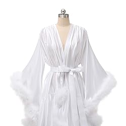 Yexinbridal Tulle Feather Fur Bridal Sheer Robe