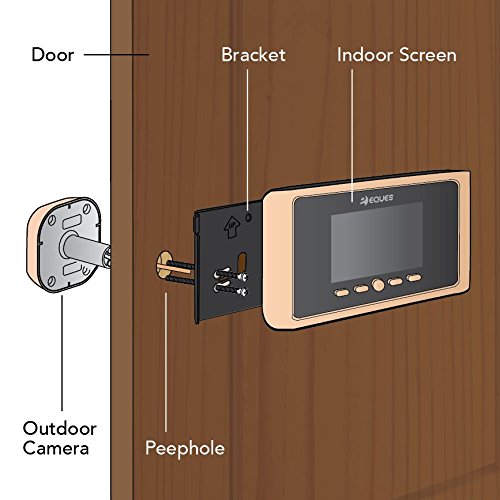Greeter Digital Door Viewer & Doorbell - LCD Security Camera Monitor 165° Wide Angle Lens - Video Record Photo Shooting - No APP - No Motion Sensor - Peephole Needed (Gold Earth)