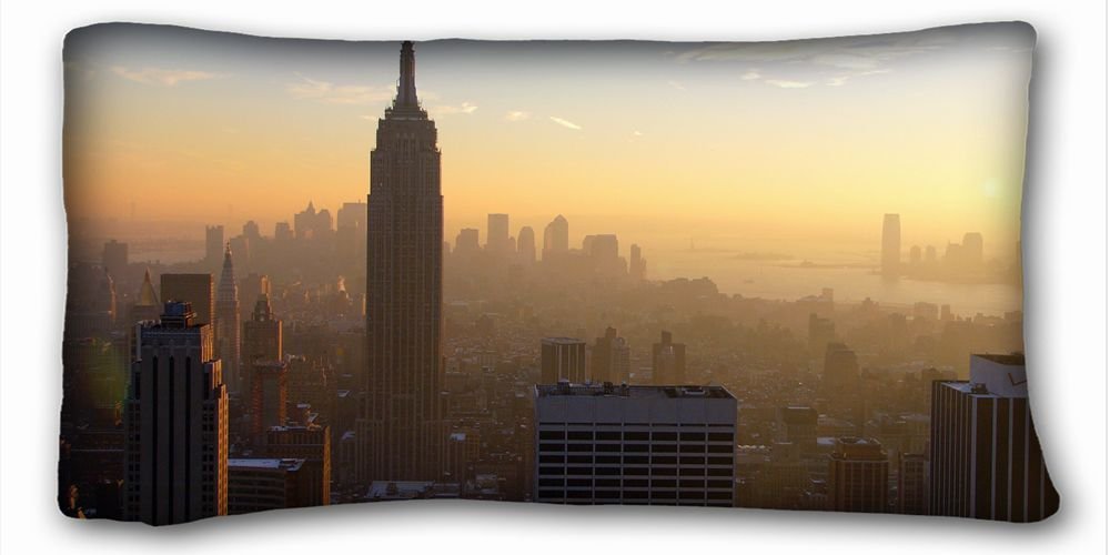 Custom Cotton & Polyester Soft ( City new york dawn fog images buildings skyscrapers ) Rectangle Pillowcase 20x36 inches (one side) suitable for Queen-bed PC-Red-20291