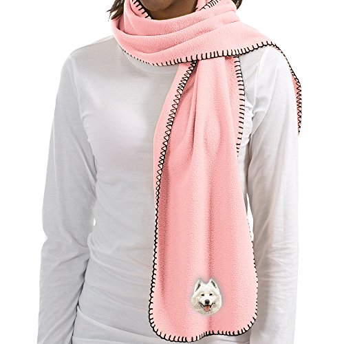 Dog Breed Embroidered lightweight Scarves - Pink - Samoyed
