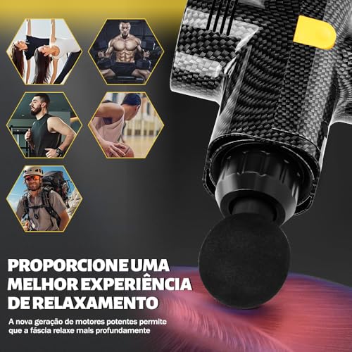 25 * 17CM, Pistola Massageadora, 6 Opções de Velocidade, com Case, com carregador de 100-240V, Pistola Massageadora Profissional, 6 Cabeças de Massagem, Massageador Muscular