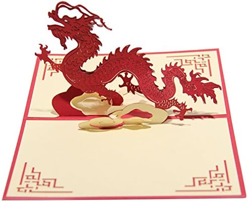 UmayBeauty China Chic Pop-Up 3D Greeting Cards Famous Places of Historic Interest Red Dragon