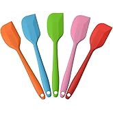 Silicone Spatulas, Small Rubber Spatula With Solid Stainless Steel Core One Piece Design Heat Resistant Non-Stick Flexible Sc