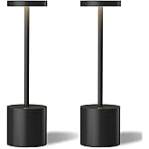 TBBGA LED Cordless Table Lamps Set of 2,Portable Rechargeable 5000mAh Outdoor Table Lamp,3 Color Stepless Dimming Battery Powered Lamp, Table Light for Dinner/Patio/Restaurant/Bedroom.(Black)