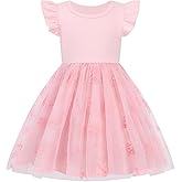 Bkixhv Toddler Baby Girl Dress Little Girls Summer Tulle Tutu Dresses Kids Flutter Sleeve Casual Party Clothes Outfit 2-7Y