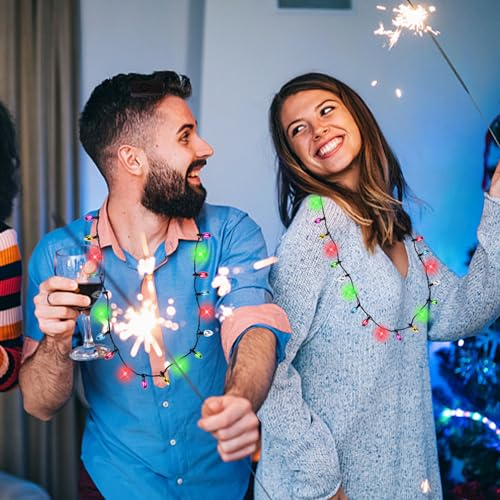 FUTUREPLUSX 2PCS Christmas Light Up Necklaces, Christmas LED Necklace Christmas Costume Accessories for Christmas Party Supplies Accessories