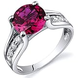 Created Ruby Solitaire Style Ring Sterling Silver 2.50 Carats Sizes 5 to 9