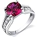 PEORA Created Ruby Cathedral Solitaire Ring for Women 925 Sterling Silver, 2.50 Carats Round Shape 8mm, Size 7
