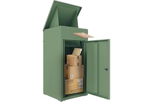 JFHID Package Delivery Box for Outside, 38.3"x 17" x 16" Lockable Anti-Theft Parcel Drop Box with Mailbox Waterproof Weather Resistant Full Metal Frame for Porch Fence Curbside (Green)