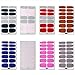WOKOTO 8 Sheets Adhesive Nail Polish Stickers Tips With 1Pcs Nail File Full Wraps Nail Decal Strips Solid Color Glitter Manicure Kits For Girls