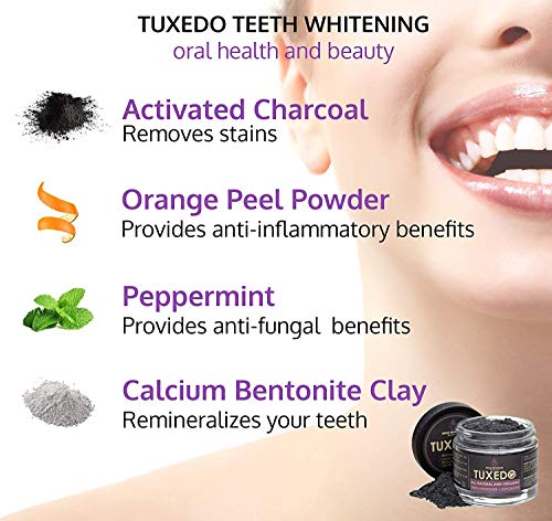 Tuxedo Activated Charcoal Teeth Whitening Charcoal Powder - All Natural Whitening Toothpaste with Carbon Coconut Charcoal - Thumbnail 6