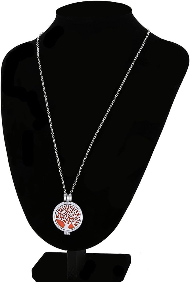 Aromatherapy Essential Oil Diffuser Pendant Necklace,WAWJ Life Tree Stainless Steel Christmas Mothers Day Gift Jewelry with 24" Chain & 12 Felt Pads - Image 3