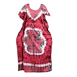 Womens Hippie Kaftan Pink Tie Dye Kimono Sleeves Boho Maxi Caftan XL