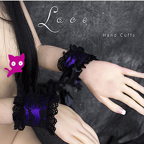 MOJOY Lace Restraints Bondage Kit/Set, Blindfold for Sex with Fetish SM Restraint Handcuffs and Flogger (Purple)