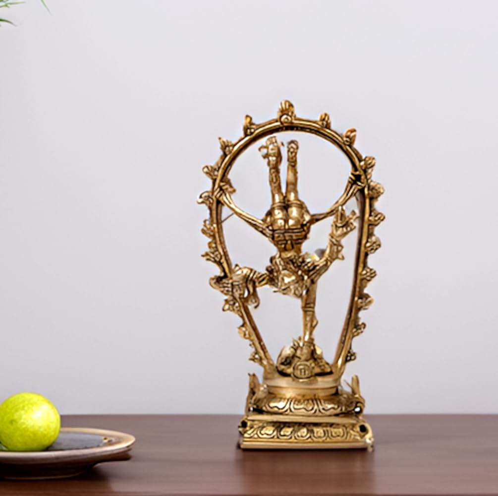 Purpledip Brass Idol Nataraja Shiva in Cosmic Dance: Rare Collectible Statue in Unique Pose (12254)
