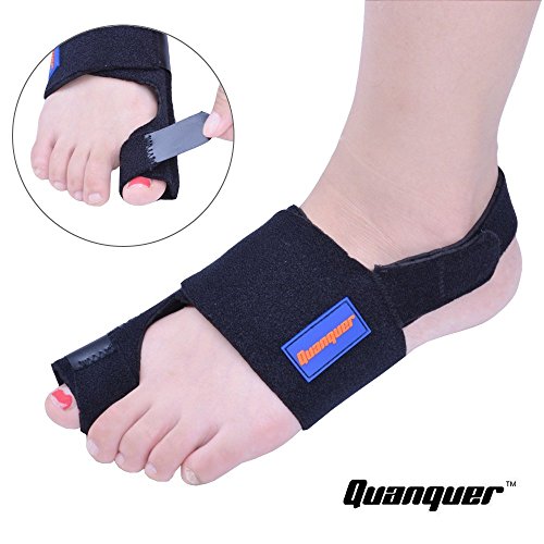 Bunion Corrector by Quanquer [Pair] - Bunion Splint Toe Straightener Brace for Hallux Valgus Pain Relief Fits Men & Women (Black) - Thumbnail 4